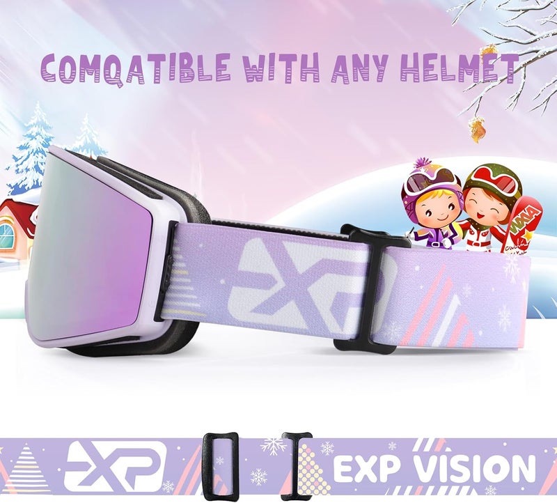 EXP VISION Ski/Snowboard Goggles Parent-child Snow Goggles Over Glasses for Men, Women Youth Kids - Image 5